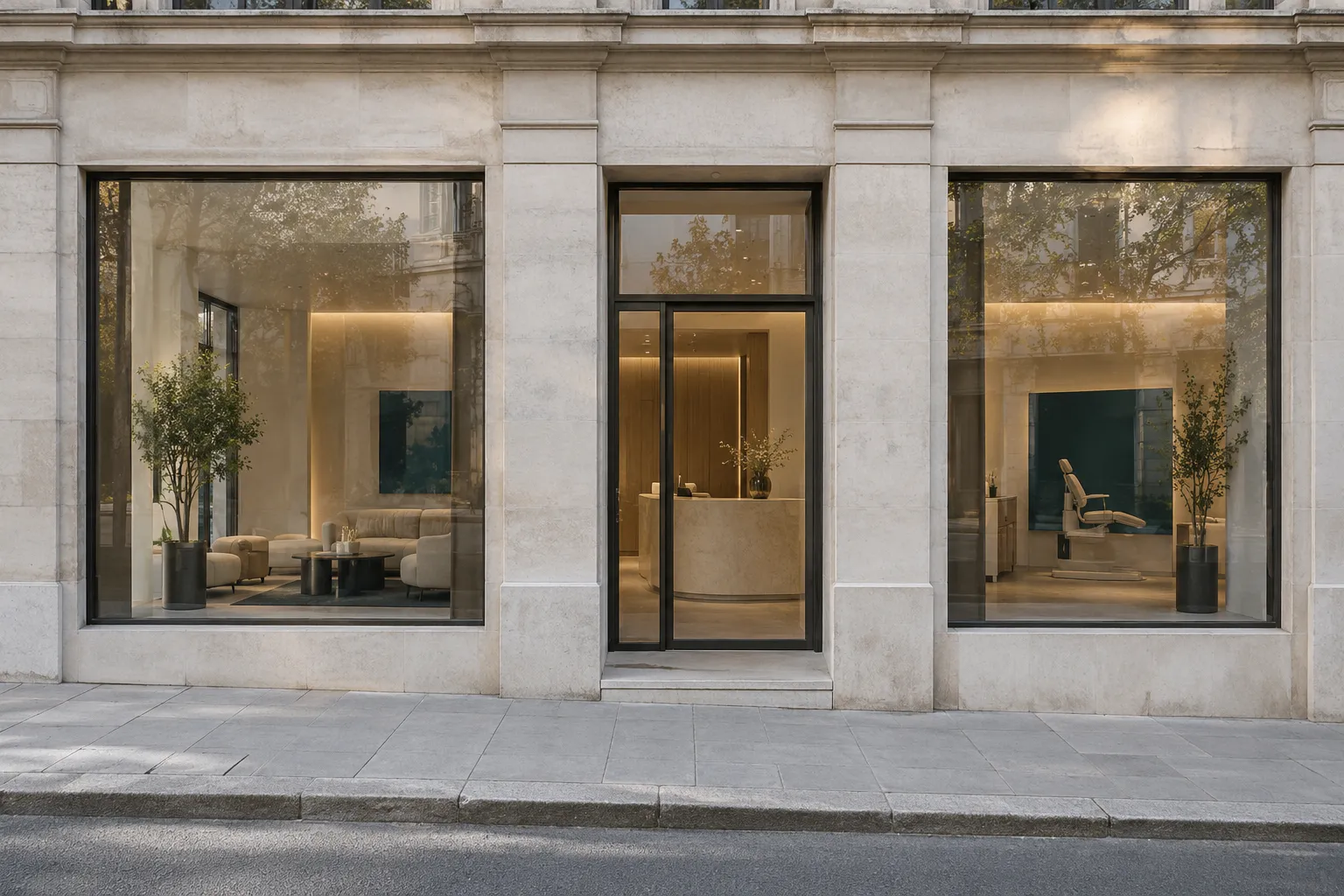 Limestone street frontage of the dental studio on Bridge Road, Richmond
